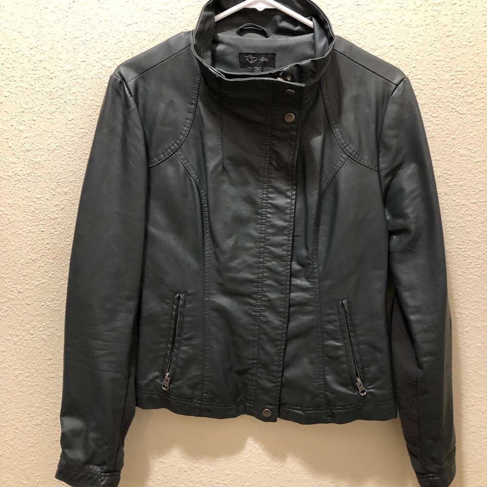 Grey Faux Leather Jacket
